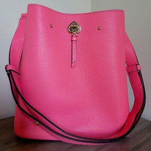 NWOT Kate Spade Marti Large Leather Bucket Bag Shoulder Crossbody Garden Pink